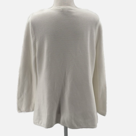 COS Cotton Textured Knit Long Sleeve Top in White - Size Medium - Picture 4 of 6